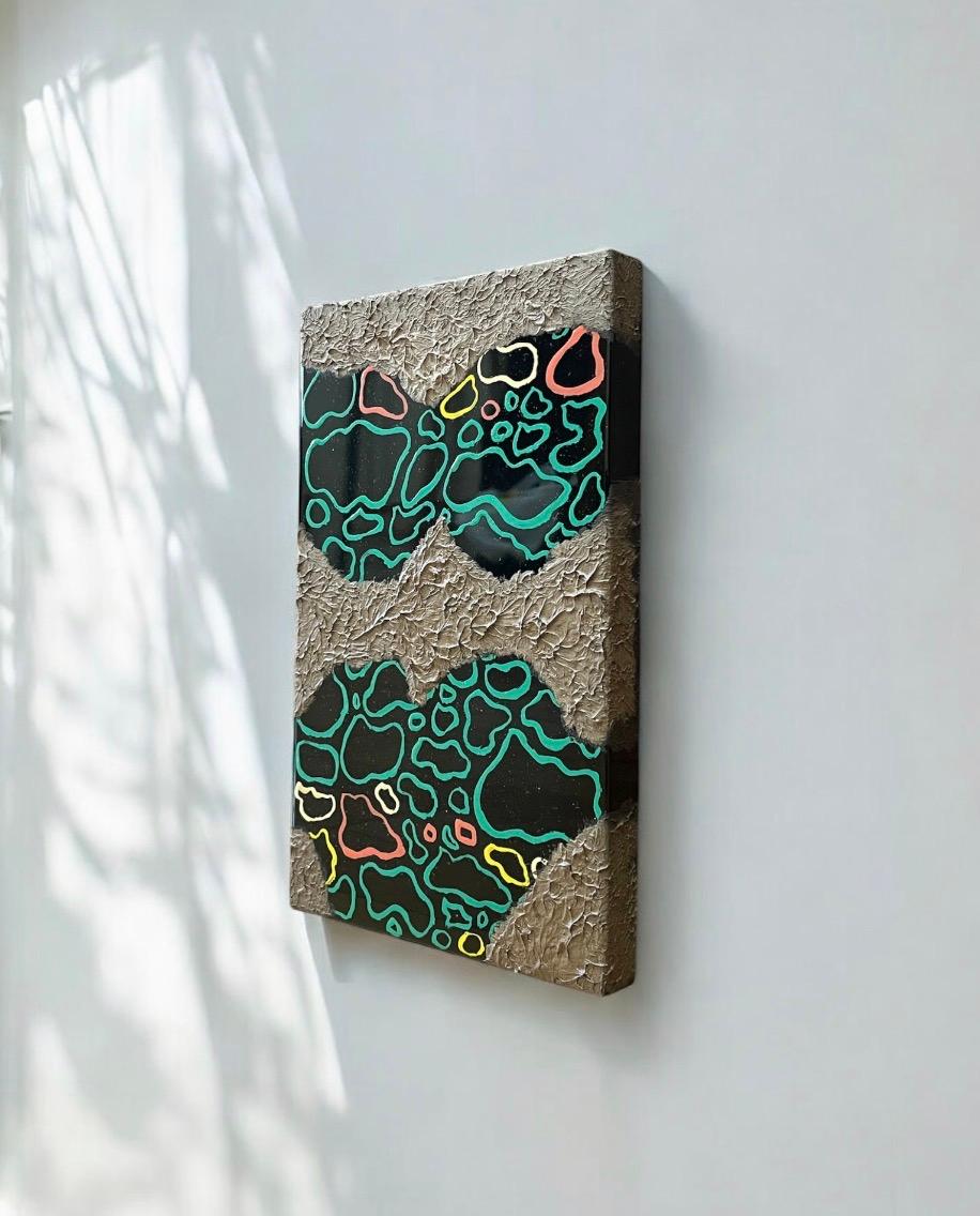 漆塗りアートパネル/ separation 分離　小さな作品　23cm✖️14cm | 5枚目