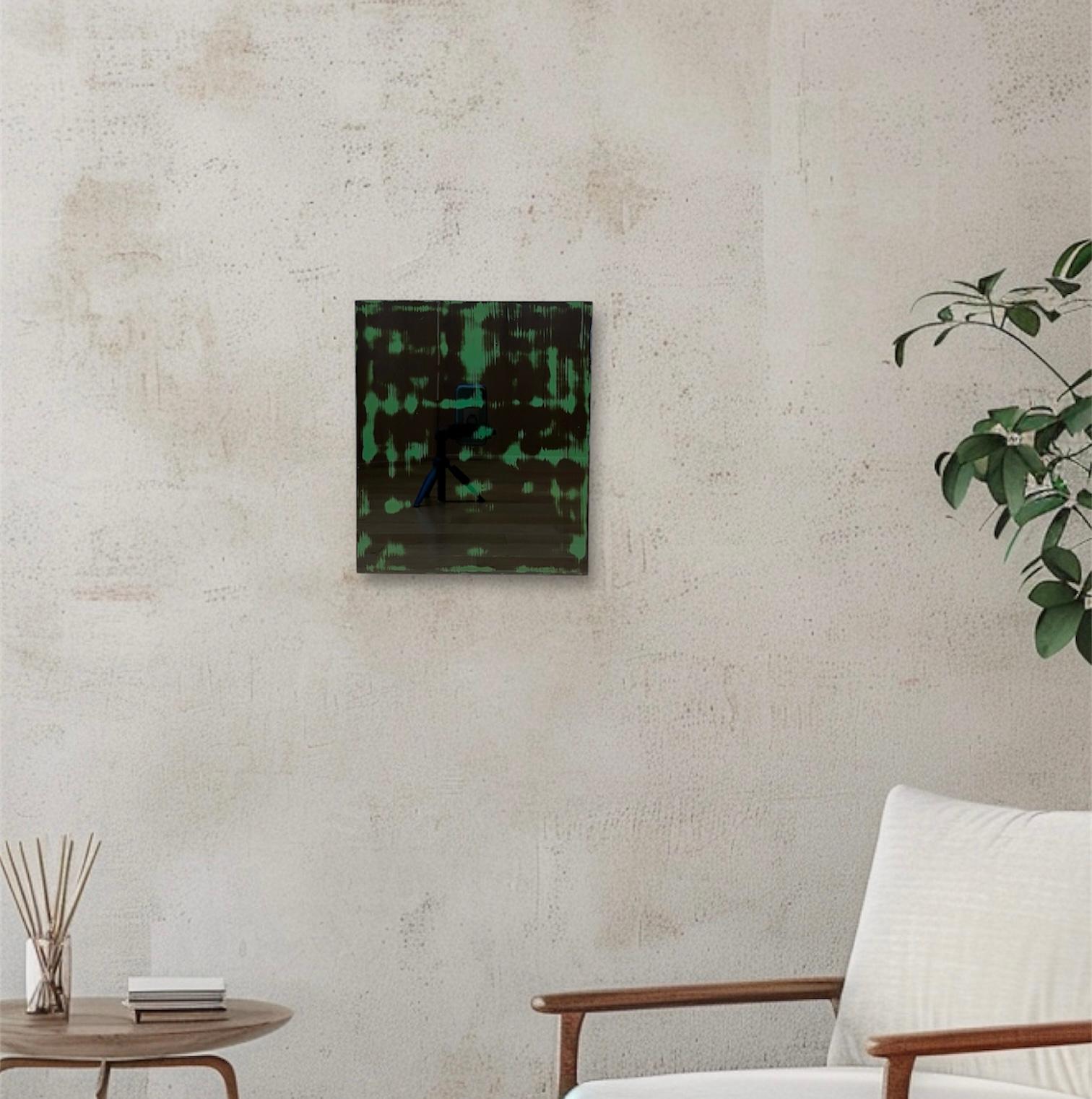 漆塗りアートパネル/ 漆黒とグリーン　鏡面仕上げ/ リビング　オフィス　エントランス　カフェ | 4枚目