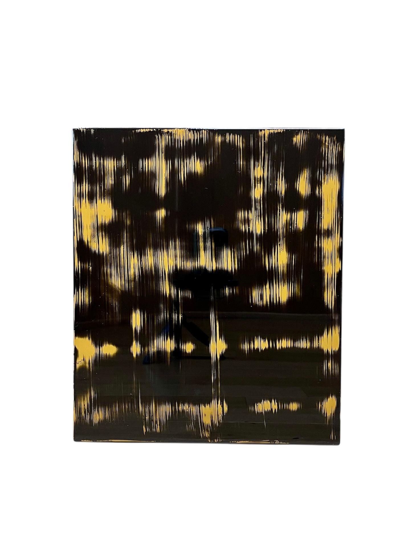 漆塗りアートパネル/ 漆黒とイエロー　鏡面仕上げ/ リビング　オフィス　エントランス　カフェ