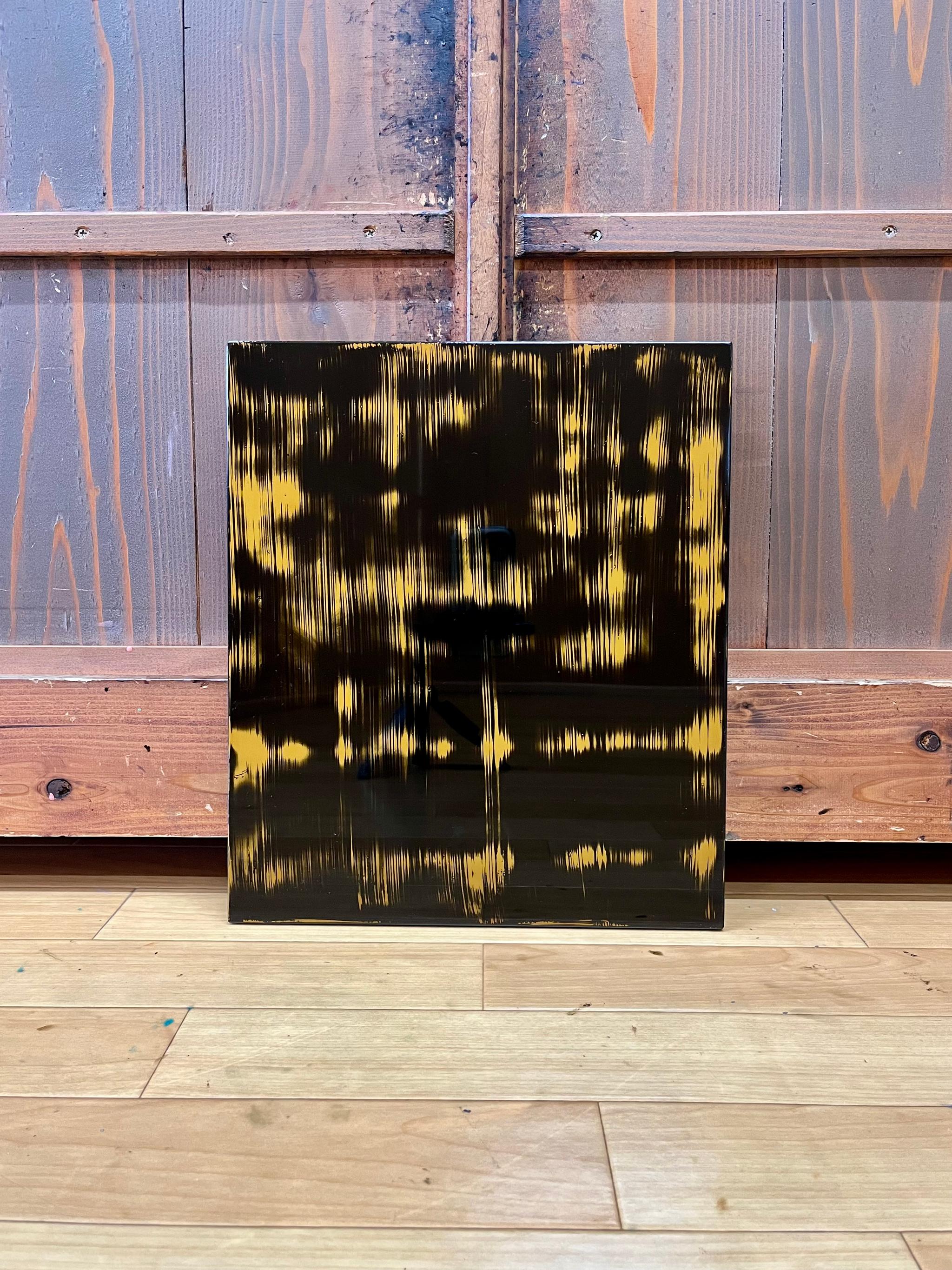 漆塗りアートパネル/ 漆黒とイエロー　鏡面仕上げ/ リビング　オフィス　エントランス　カフェ | 6枚目