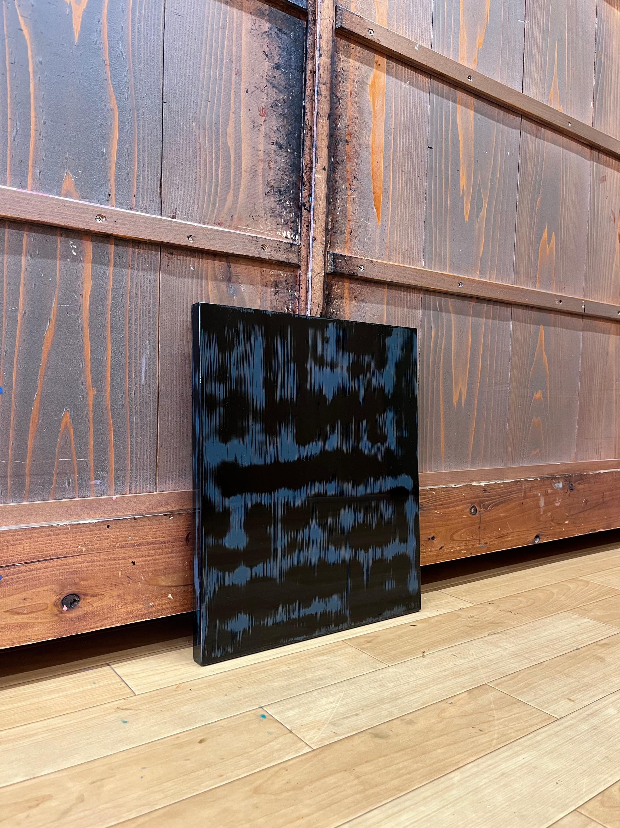 漆塗りアートパネル/ 漆黒とブルー　鏡面仕上げ/ リビング　オフィス　エントランス　カフェ | 6枚目