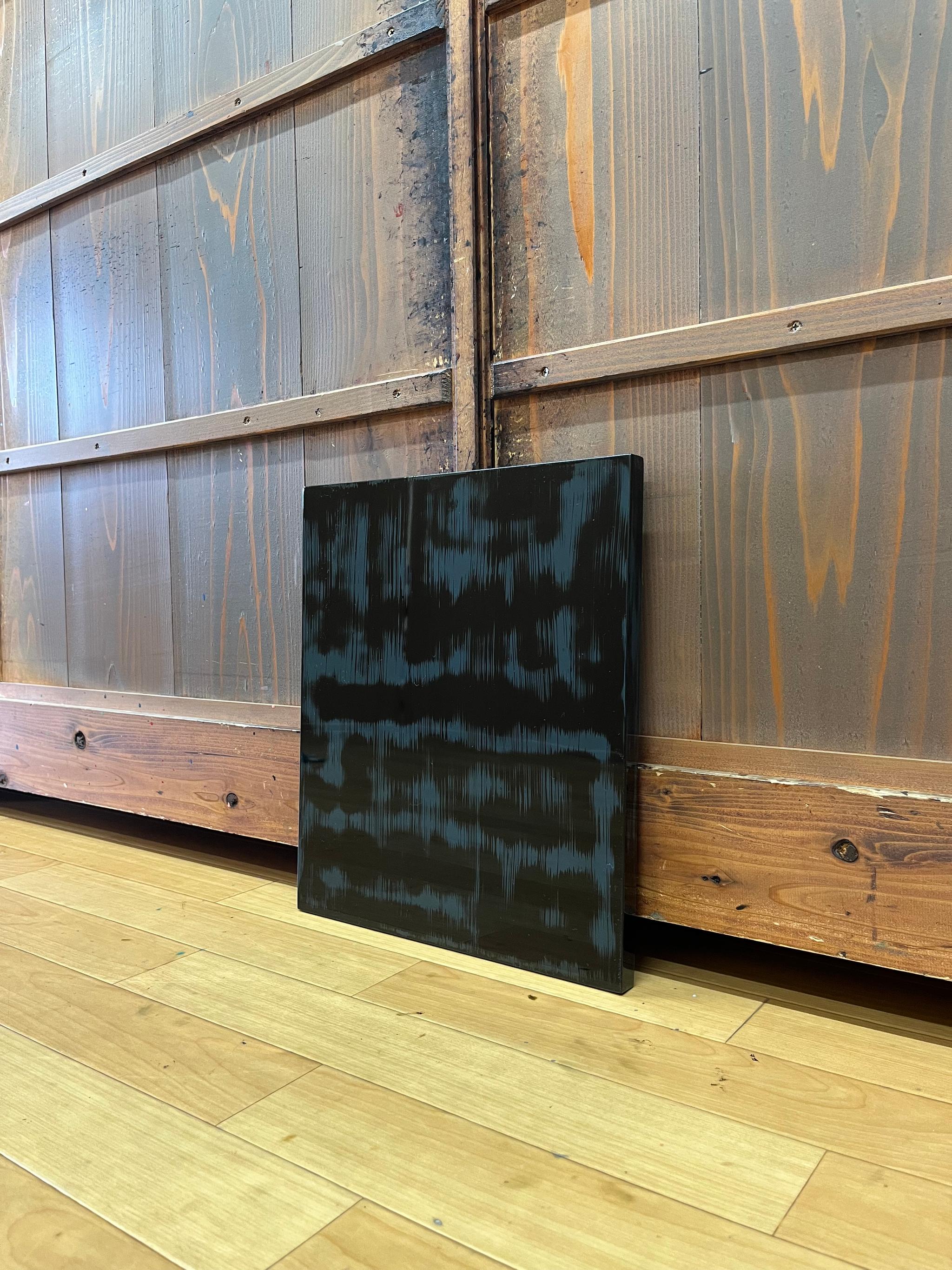 漆塗りアートパネル/ 漆黒とブルー　鏡面仕上げ/ リビング　オフィス　エントランス　カフェ | 7枚目