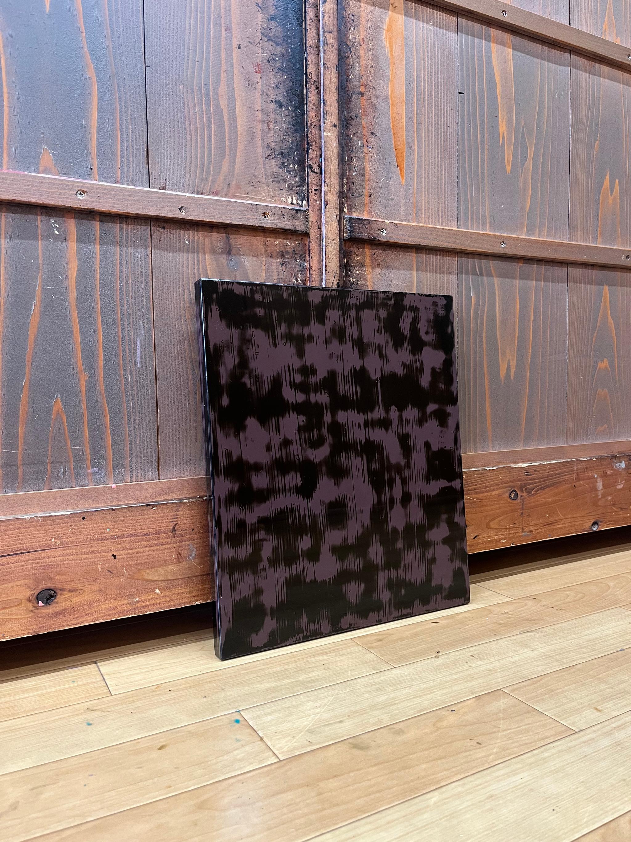 漆塗りアートパネル/ 漆黒とパープル　鏡面仕上げ/ リビング　オフィス　エントランス　カフェ | 7枚目