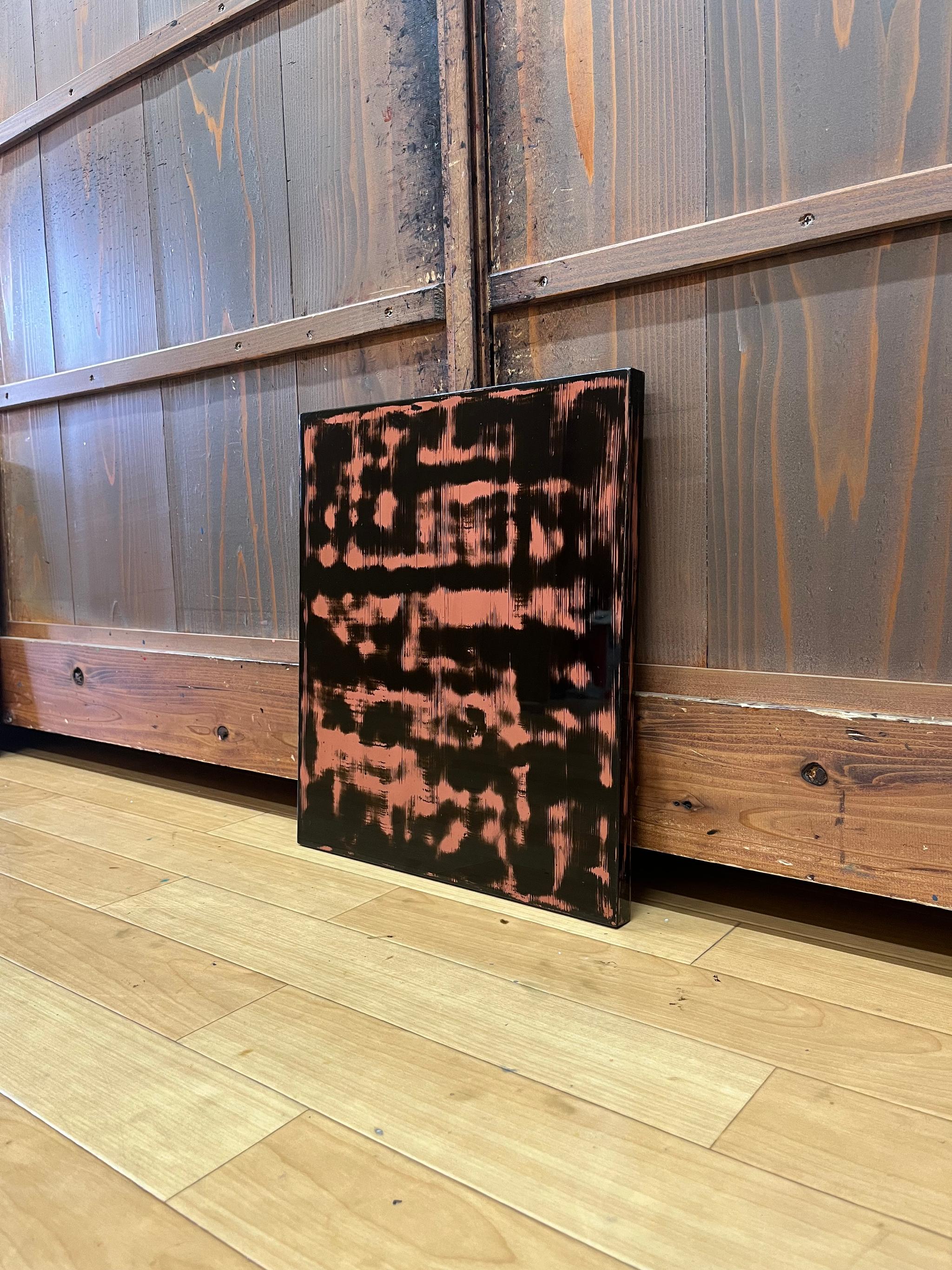 漆塗りアートパネル/ 漆黒とピンク　鏡面仕上げ/ リビング　オフィス　エントランス　カフェ | 8枚目