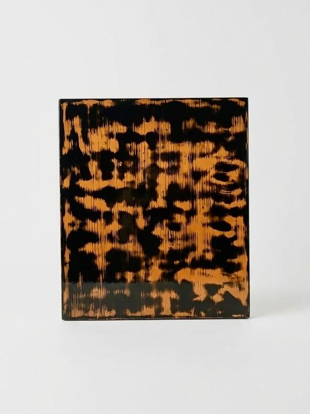 漆塗りアートパネル/ 漆黒とオレンジ　鏡面仕上げ/ リビング　オフィス　ホテル　カフェ