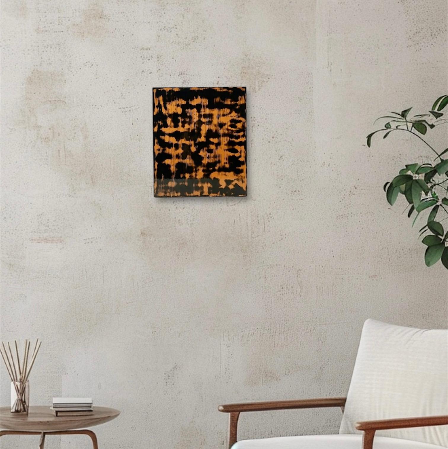 漆塗りアートパネル/ 漆黒とオレンジ　鏡面仕上げ/ リビング　オフィス　ホテル　カフェ | 4枚目