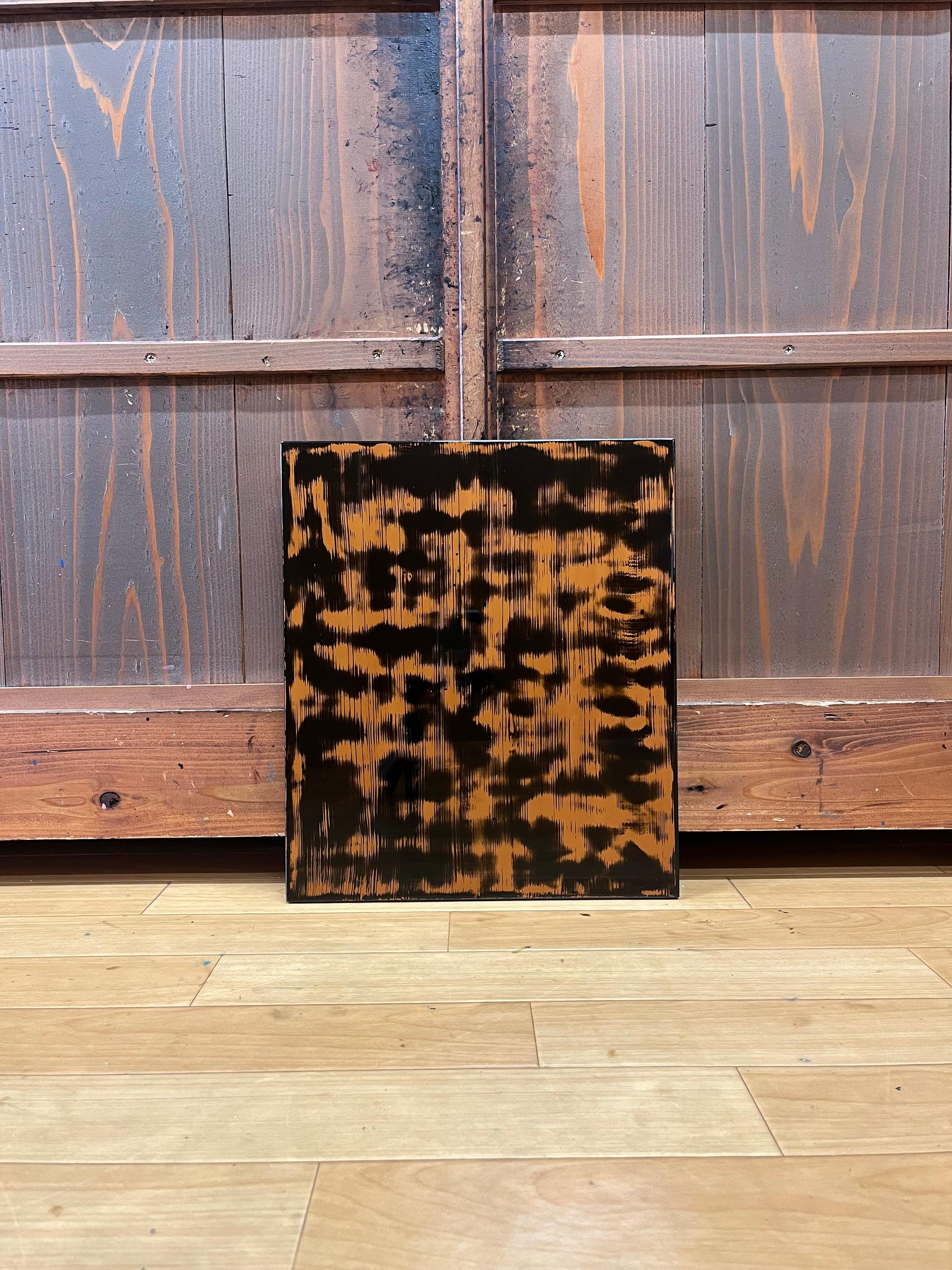漆塗りアートパネル/ 漆黒とオレンジ　鏡面仕上げ/ リビング　オフィス　ホテル　カフェ | 5枚目