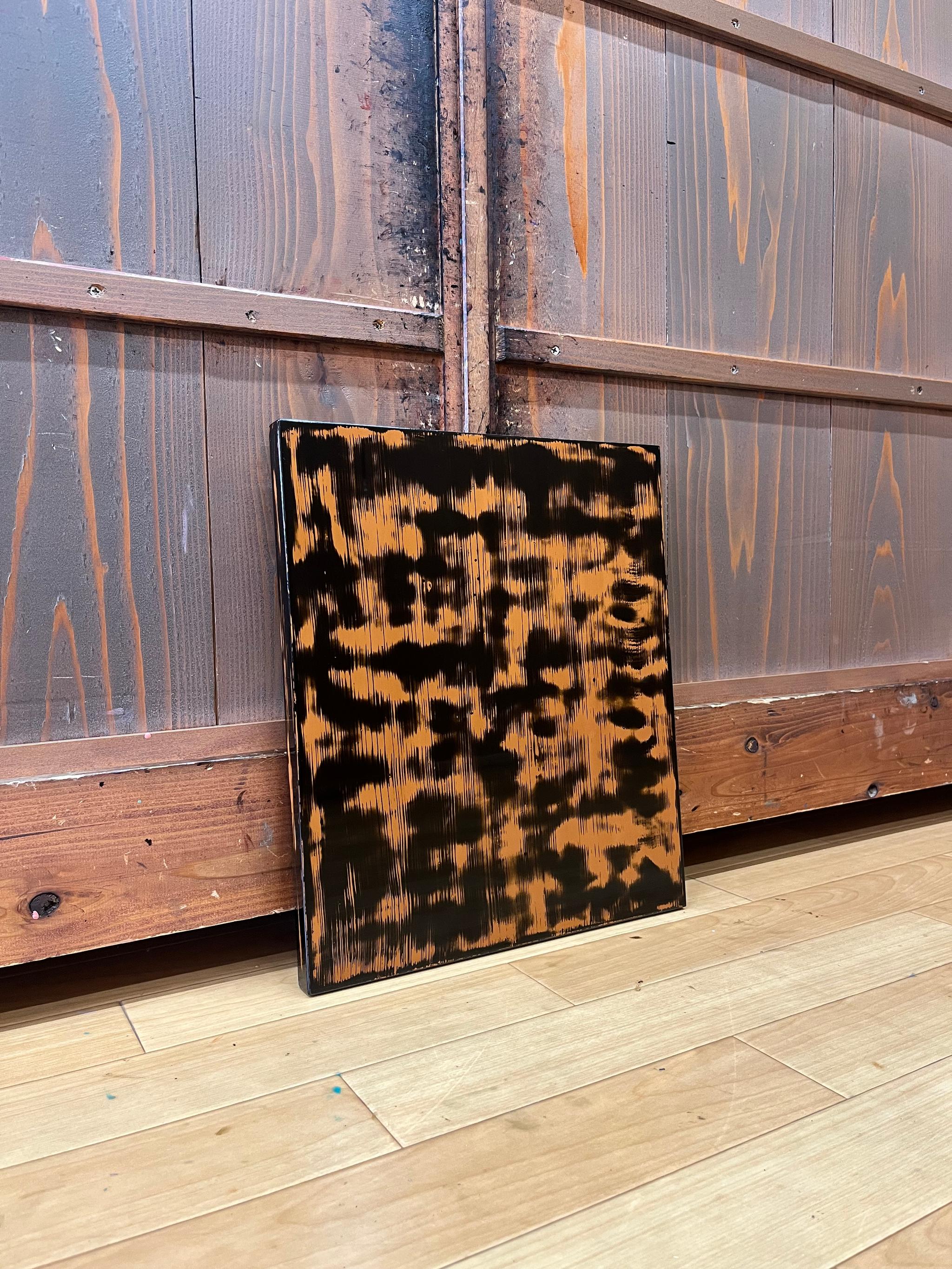 漆塗りアートパネル/ 漆黒とオレンジ　鏡面仕上げ/ リビング　オフィス　ホテル　カフェ | 6枚目