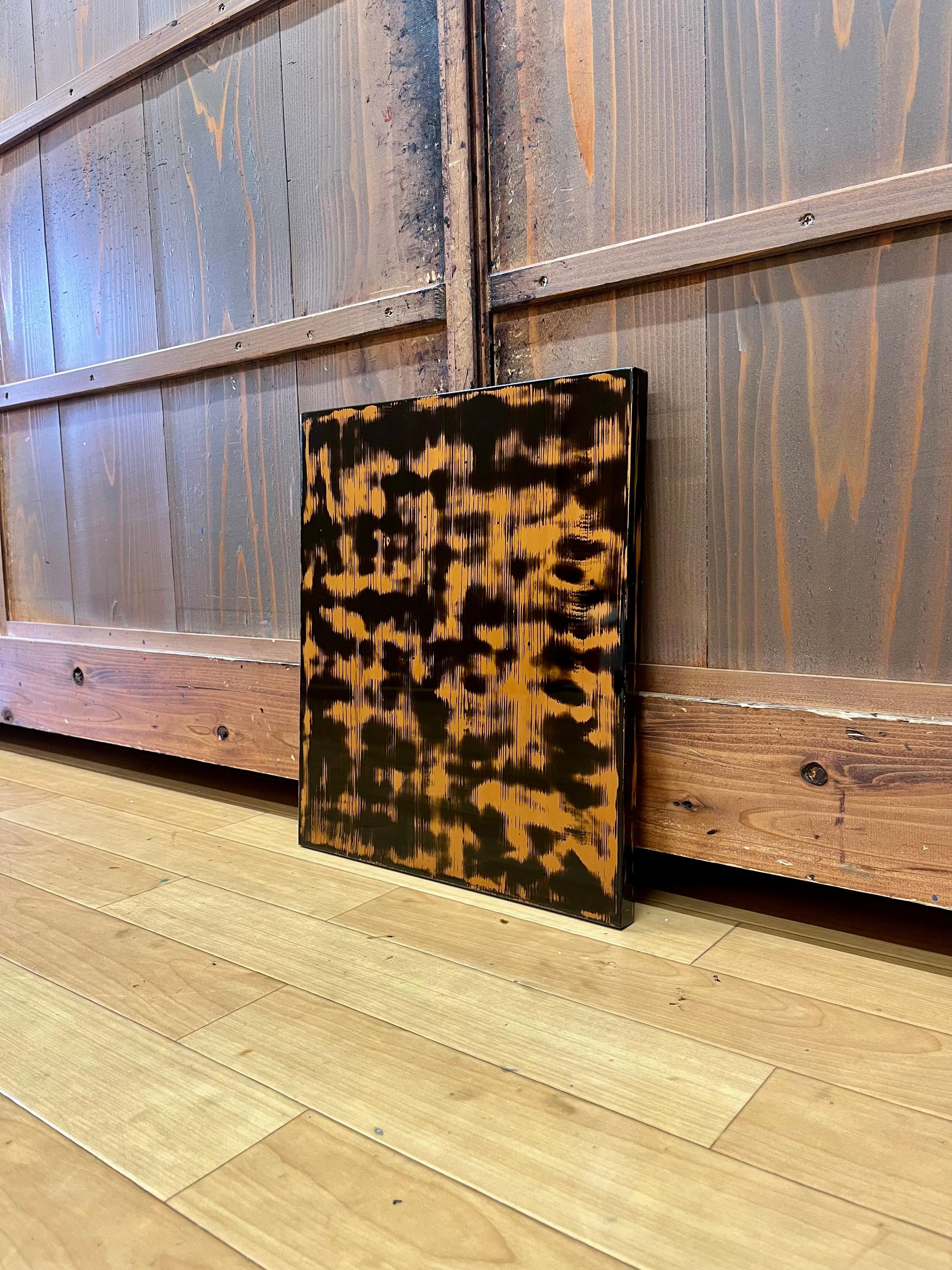 漆塗りアートパネル/ 漆黒とオレンジ　鏡面仕上げ/ リビング　オフィス　ホテル　カフェ | 7枚目